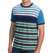 68%OFF メンズカジュアルシャツ BurkmanブラザーズマルチストライプTシャツ - （男性用）半袖 Burkman Bros Multi-Stripe T-Shirt - Short Sleeve (For Men)画像